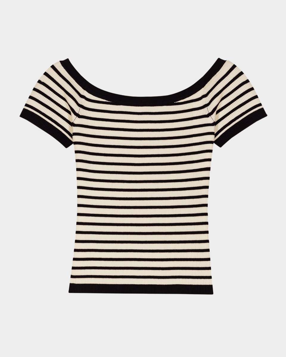 Mirollina Striped Short-Sleeve Sweater